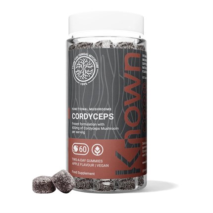 KNOWN Cordyceps Mushroom Gummies with Vitamin B12 - Energy & Metabolism Support Supplement 60pcs